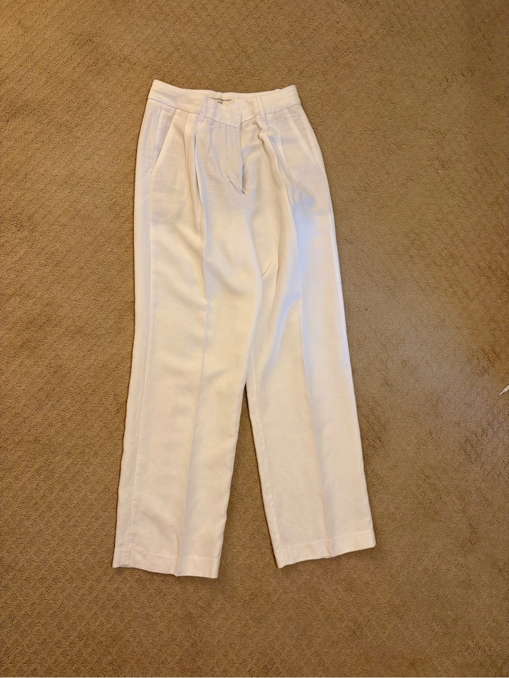 Aritzia White High-Waist Pleated Trousers